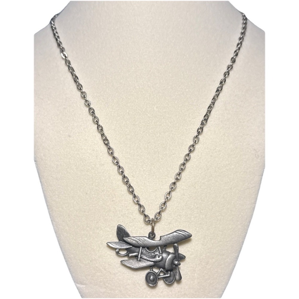 Park Lane Silver Tone Jet Plane Pendant Necklace Vtg‎  J-8L